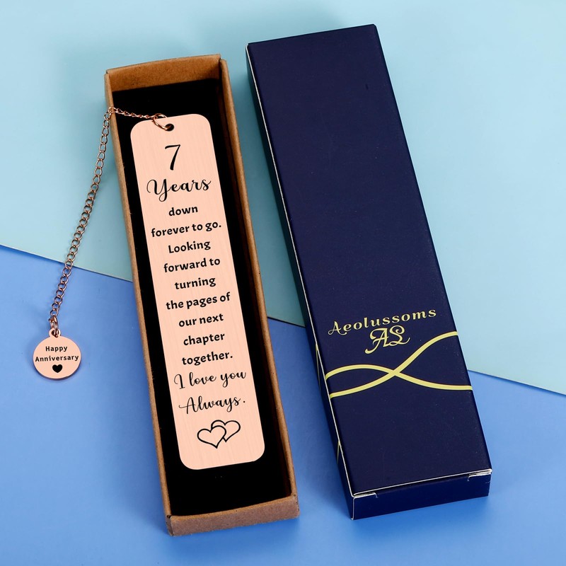 Copper Anniversary Bookmark Gifts for Her Him 7 Year Copper