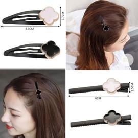YOVOY 4 Pcs Bangs Clips, Cute, Flower Hairpin, Stylish, Bangs Pin, Hair Clip, Hair Ornament, Hair Accessories, Non-Traced, Black, White (bb Clipp)