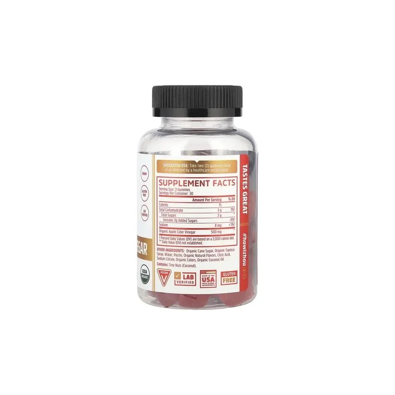 Gomitas Veganas Zhou Nutrition Vinagre Sidra Manzana Orgánicas 60 U