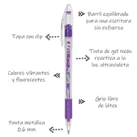 Pentel Solar Pop Neon Gel Pen, (0.6mm) Medium Line, Violet Ink - K96-V