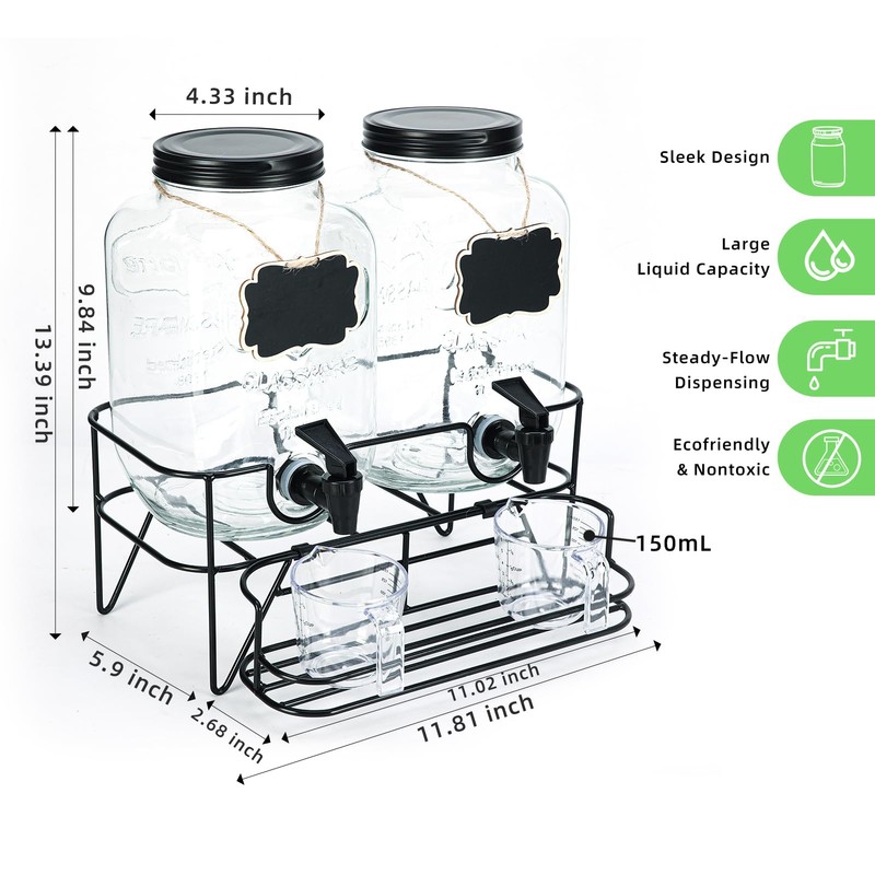 Roetell 2 Sets 1 Gallon Laundry Detergent Dispenser with Stand,