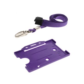 10mm Wide Purple Lanyard Neck Strap with Safety Breakaway Catch & ID Badge Holder – Pack of 2 – Metal Clip – Ideal for ID Card, Pass Holder – Perfect for Office, Events, and Teachers