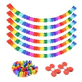 YZROHYI Pack of 6 Colourful Paper Garlands, 3 m, Four-Leaf Clover Garland, Carnival Garlands, Fancy Dress Decoration, Party Garlands, Birthday, Hanging Garland New Year's Eve