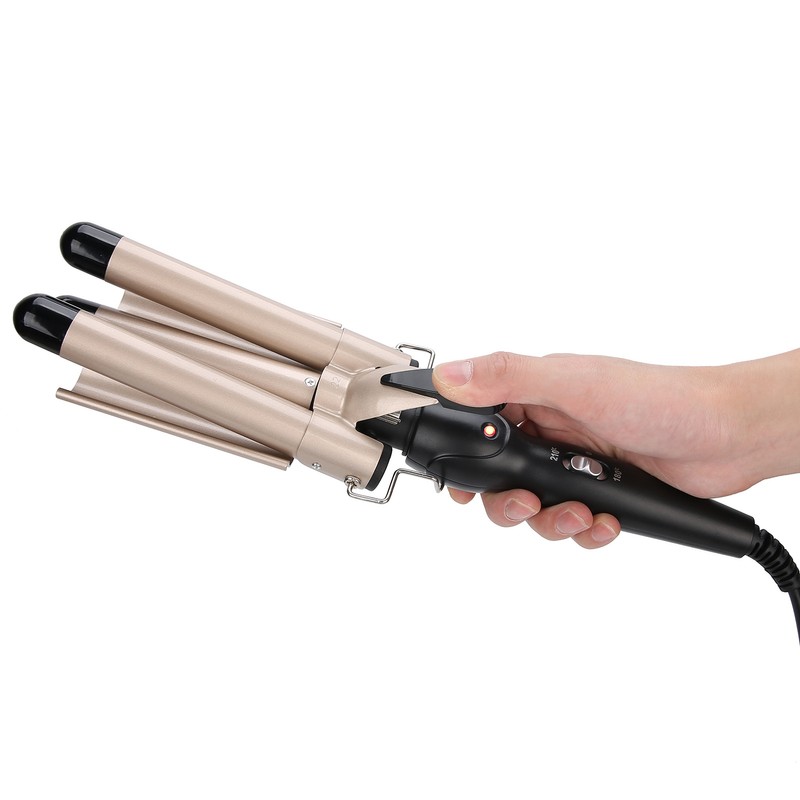 3 Barrel Curling Iron Wand Adjustable Hair Curler Waver Crimper