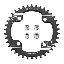 Teyssor Bicycle Chainring Narrow Wide Single Chain Ring 104 BCD 32T 34T 36T 38T with 4 Pieces Sprocket Screws for Road Bikes MTB