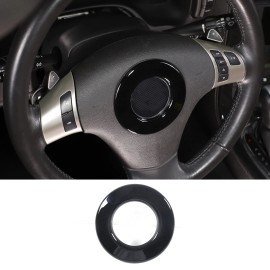 Carworld66 For Corvette C6 2005-2013 Piano Black ABS Car Steering Wheel Badge Trim Circle