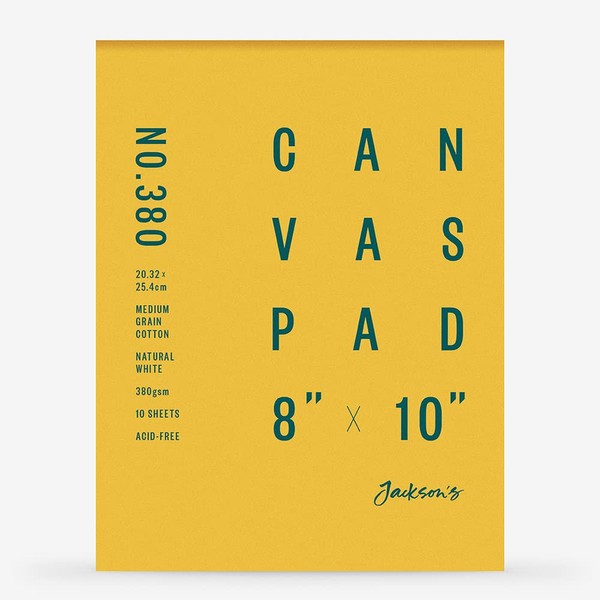 Jackson's : 100% Cotton Canvas Pad : Universal Primed : 380gsm : 10 Sheets : 8x10in