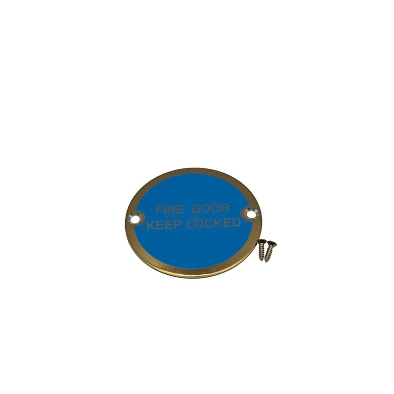 Bary Fire Door Keep Locked Sign Polished Brass
