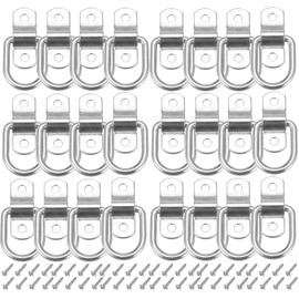 D Rings Tie Down Anchors Heavy Duty 1/4” Trailer Tie Down Hooks 1200 lbs Capacity with Screws for Trailer Truck Cargo Bed Bracket Surface Mount (24)