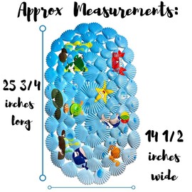 BANBERRY DESIGNS Ocean Shell Bath Mat for Shower Stall Tub Bathtub- Beach Starfish Seashells Under The Sea Oval Bathroom Bathmat with Anti Slip Suction Cup Back