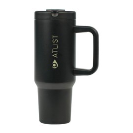 ATLIST 100% Leakproof 40 oz Tumbler with Handle & 4-in-1 SipSwig Lid, Built-In Flip Straw & External Stainless Steel Straw, Insulated Stainless Steel Cup, BPA-Free, Black