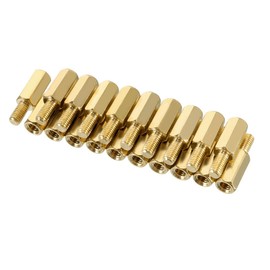 sourcing map 20pcs M3 10+6mm Female Male Thread Brass Hex Standoff Spacer Screws PCB Pillar