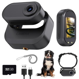 ZOMFOM Portable 1.47'' Screen Thumb Mini 1080P Body/Sports/Pets Camera, Dual Battery with Magnetic Plus Battery Compartment, Dog Collar, 32G-Card (Black)
