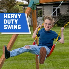 Squirrel Products Heavy Duty Strap Swing Seat - Playground Swing Seat Replacement and Carabiners for Easy Install - Red