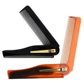 2pcs fine tooth beard combs for men - beard comb for men - portable folding travel moustache comb - perfect for beards, moustaches, and all hair types