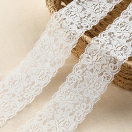 10 Yards White Lace Ribbon, 2.36 Inch Lace Trim for Sewing, Floral Lace Trim Ribbon for Sewing DIY Crafts Gift Wrapping Flower Bouquet Wedding Decoration