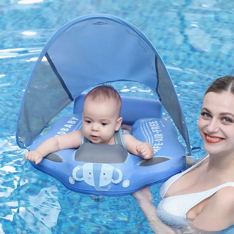 Mambobaby Anillo De Natación Para Bebé No Inflable Con Dosel