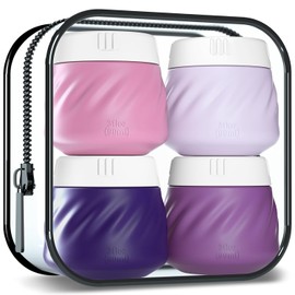 Gemice Frascos de Crema de Silicona, Contenedores de Viaje Aprobados por la TSA para Artículos de Aseo con Bolsa Transparente, Accesorios a Prueba de Fugas con Tapa para Crema Cosmética para Cara