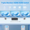 KVM Switch 3 Monitors 2 Computers, HDMI 4K@60Hz KVM Switch