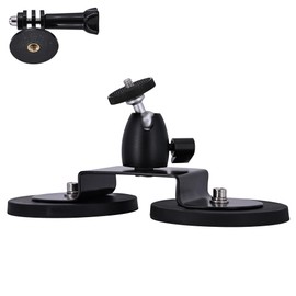 iSaddle Magnetic Camera Mount with 1/4"-20 Male Thread Tripod Adapter - Dual Base Heavy-Duty Magnetic Cam Mount Holder for GoPro/Sport Camera/Action Camera Compatible with Hero 11/10/9/8/Max