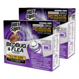 Hot Shot BedBug And Flea Fogger, Inhibits Flea Reinfestation, 2 Ounce Cans, 6 Count