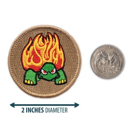 Flaming Turtle Patrol Patch - 2" Diameter Round Embroidered Patch (Hook & Loop Fastener)