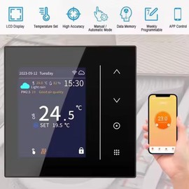Generic Smart Thermostat, LCD Color Touch Screen Smartphone APP Control Programmable WiFi Thermostat, Energy Saving Convenient Household for Electric Floor Heating System