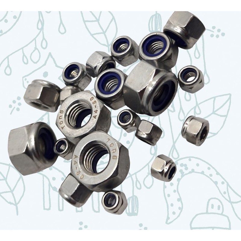 M5 Self-Locking Nuts Marine Grade Lock Style in A4 Stainless
