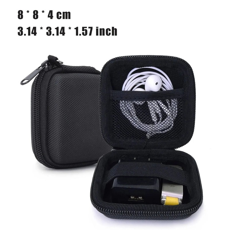 Portable Electronics Organizer Case for Cables – Compact Square Storage
