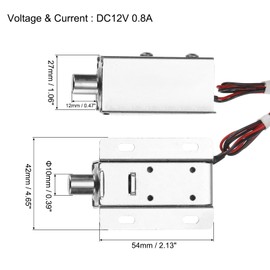 QUARKZMAN DC 12V 0.8A Electromagnetic Solenoid Lock Mini Door Lock Drawer 2.1 x 1.6 x 1.1 Inch Tongues Magnetic Lock Function for Cabinet Drawer Safety Lock Pack of 2