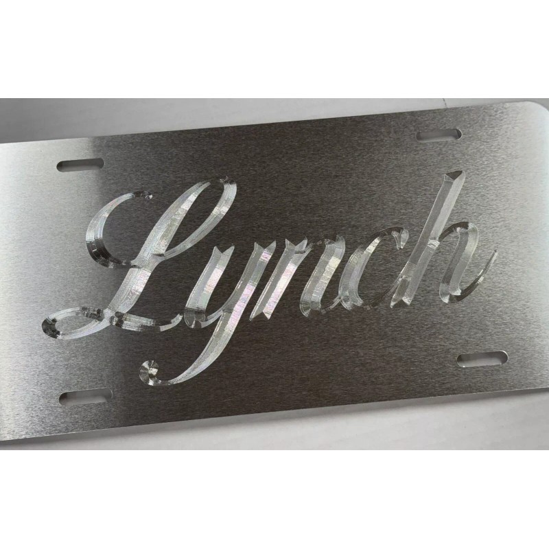 Diamond Etched Products Custom SILVER Metallic Car Tag Diamond Etched