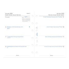 Filofax Domino Organizer, Pocket Size, Navy - Leather-Look, Contrast Stitching, Six Rings, Week-to-View Calendar Diary, Multilingual, 2025 (C027984-25)