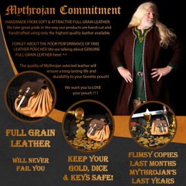 Mythrojan Medieval small Leather Belt Pouch, Leather Waist Bag for Cosplay, Historical Reenactments, LARP and Renaissance Faire, Tan & Brown- 3.5"