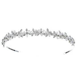 SAMKY Bridal Wedding Rhinestone Crystal Beads Flower Prom Headband Tiara T848