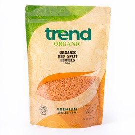 Trend Organic Red Split Lentils Ideal for Soups, Salads, and Main Courses with Its Hıgh Fibre, High Protein Content, Certified Organic, Vegan, Non-GMO, No Perservatives or No Additives, Raw, 1kg