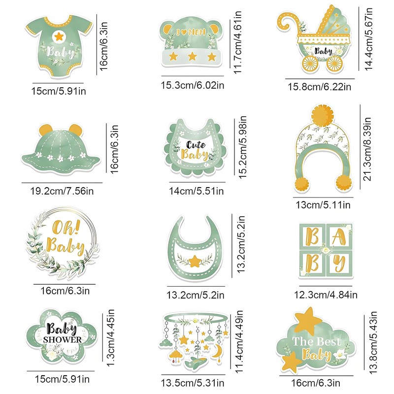 Yuiturt 25 Pcs Sage Green Baby Shower Decorations - Photo