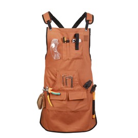 Pargana Woodworking Apron for Men - 9 Reinforced Pockets Durable Canvas Rugged Elegance Padded Cross Straps - Tool Apron for Carpenter, DIY, Wood Working Gifts Men - Adjustable Size S to XXXL - Khaki