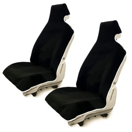 Waterproof Stain Resistant Towel Car Seat Cover，Universal Non-Slip for Car, Truck, SUV, Van Seat for Gym Workout,Swimming,Beach and Workout Outdoor ， Machine Washable (2pcs Black)