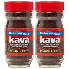 Kava Low Acid Coffee Instant Coffee Kosher Certified Medium Roast Glass Jar, 4 Ounce (Pack of 2)