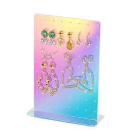 Ismeally Acrylic Earring Stand Organizer, Exquisite Double-Sided Acrylic Earring Organizer Jewelry Rack Display, Iridescent Ear Studs Jewelry Show Rack Stand Organizer Holder (Iridescent)