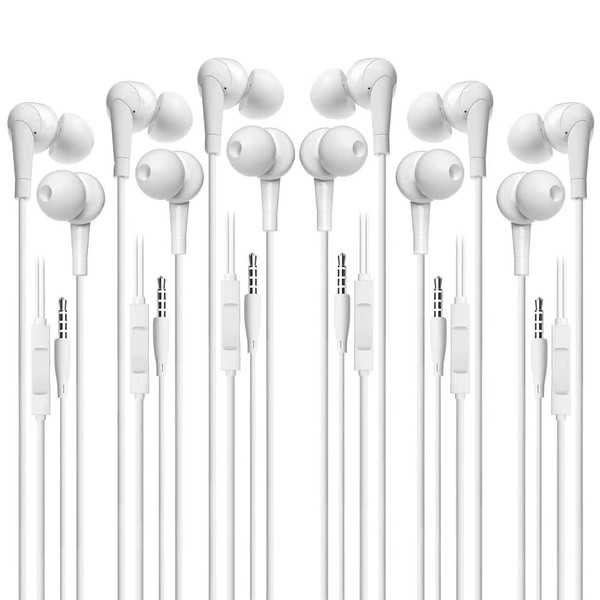 Wired Earbuds with Microphone 6 Pack, in-Ear Headphones with Heavy
