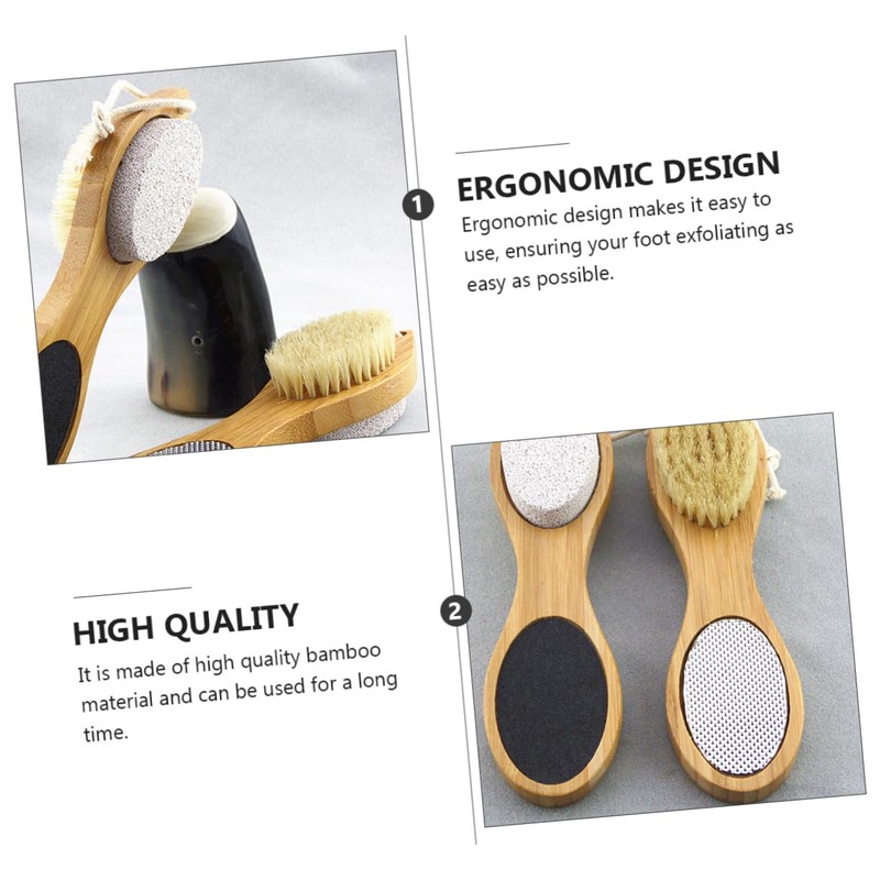 FRCOLOR Bamboo Material Foot Scraper Dead Skin Remover Foot File