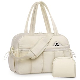 Gym Bag Women Duffle Bag - Travel Bag with Wet Pocket Carry on Weekender Bags for Women Water Resistant Travel Tote Bag Duffel Bag for Workout Sports Hospital Beige