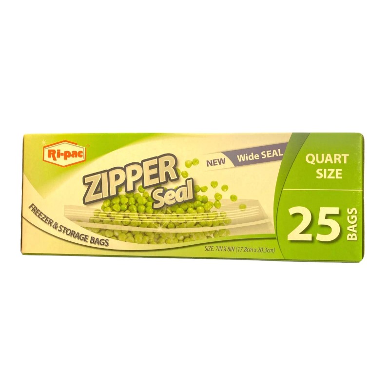 Ziploc Ri-pac Zipper Seal Freezer & Storage Bags, Quart Size,