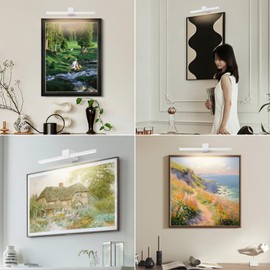 Pasoar White Battery Operated Picture Light with Remote,Wireless Gallery Lights White 15.7 inch Rechargeable Display Light Dimmable Wall Sconce for Artwork on Wall