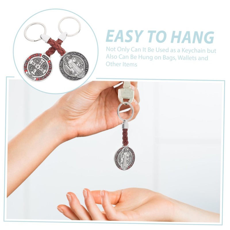 Operitacx 2pcs Cross Keychain Metal Medal Keyring Pendant for Purse