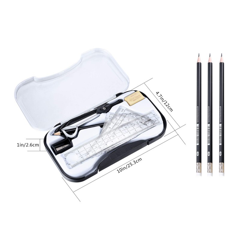 10PCS Maths Set, Geometry Compass Set, School Student Stationery Set
