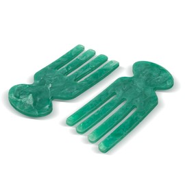 Folkulture Salad Hands - Resin, Teal Serving Utensils Set of 2, Stylish Salad Servers or Salad Tongs, Decorative Salad Serving Utensils for Home, 8 inch (Aqua Teal)