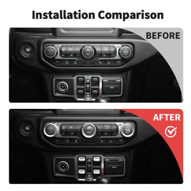 JWWY Control Consoles & Dash Switch Knob Cover Kit, A/C Knob Headlight Switch Window Control Cover Trim Fit for 2018-2025 Jeep Wrangler JL Gladiator JT 4xe Interior Accessories Alu Alloy Silver 8PCS