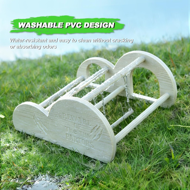 Chicken Perch with Swing & Mirror, Waterproof PVC Roosting Stand